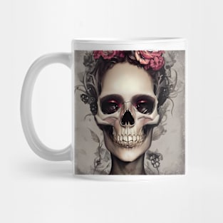 Beautiful Rose Skull Lady Mug